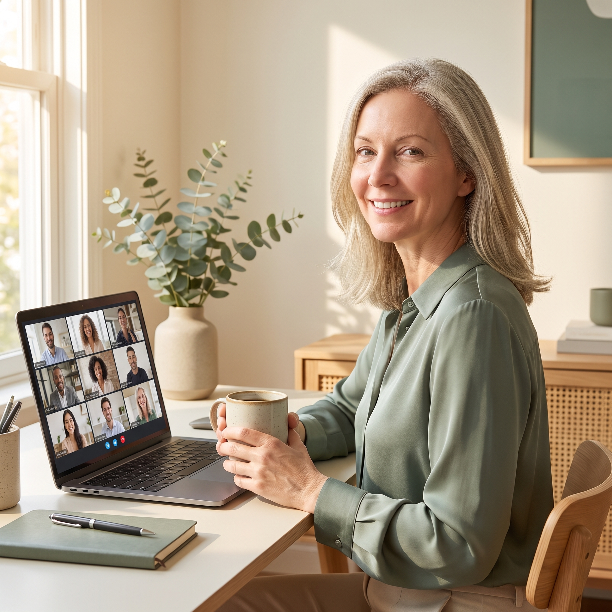 Back on camera at 9 AM, comfortable in video calls again