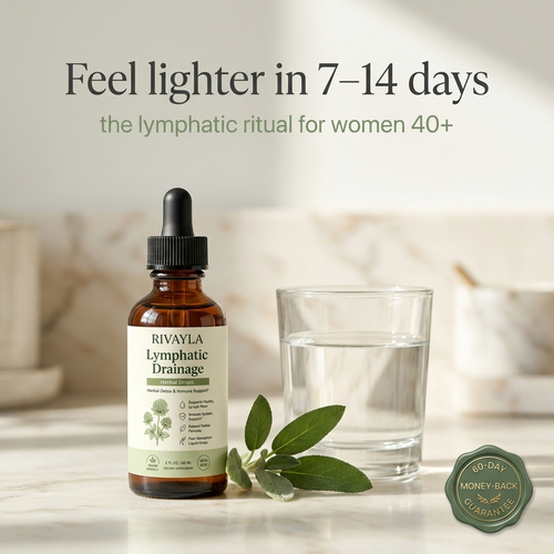 Rivayla Lymphatic Drainage herbal drops: feel lighter in 7 to 14 days, 60-day money-back guarantee