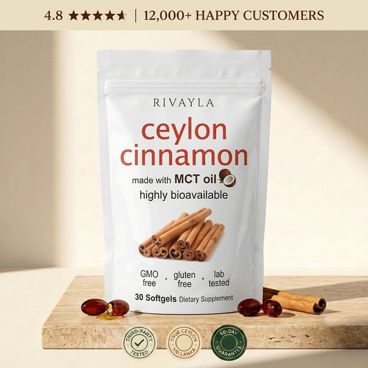 Rivayla Ceylon Cinnamon pouch, 4.8 rated by 12,000+ happy customers, third-party tested, true Ceylon Sri Lanka, 60 day guarantee